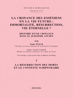 cover image of La croyance des Esseniens en la vie future